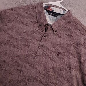 7 Diamonds Polo Shirt Mens 2XL XXL  Ace Performance Contrast Trim Heather Brown